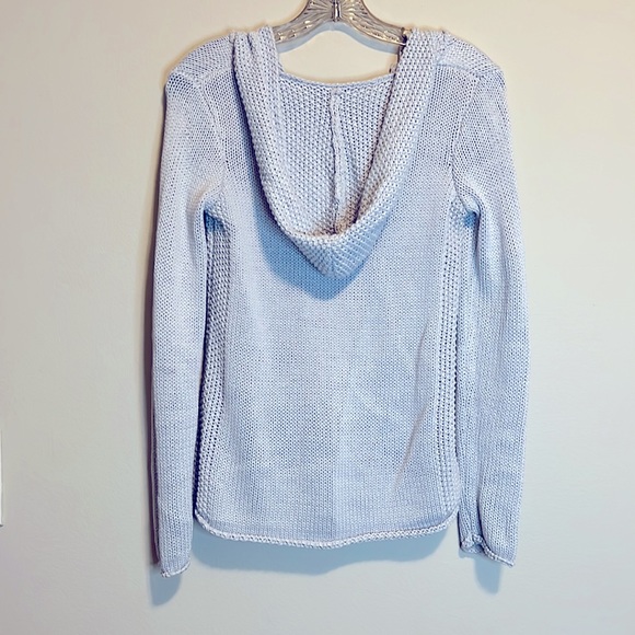 Catherine Malandrino Pale Blue Hoodie Sweater w Kangaroo Pocket - Picture 2 of 4